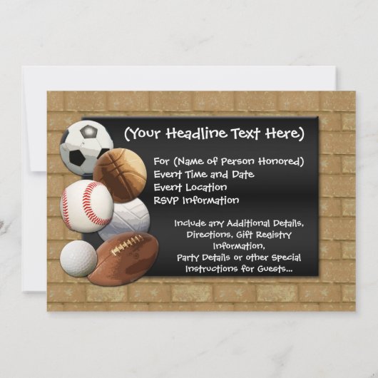 招待状カスタム、スポーツパーティー、誕生日、または任意…… 招待状 (裏面)