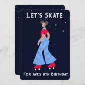 招待状カスタム – ローラースケートで滑る誕生日パーティー 招待状 (正面/裏面)
