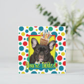 招待状カップケフランスのーキ – ブルドッグ – ティール(緑がかった色) 招待状 (スタンド正面)