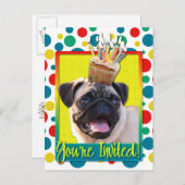 招待状カップケーキ – パグ インビテーションポストカード (正面/裏面)