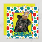 招待状カップケーキ – パグ – ルフィ 招待状 (正面/裏面)