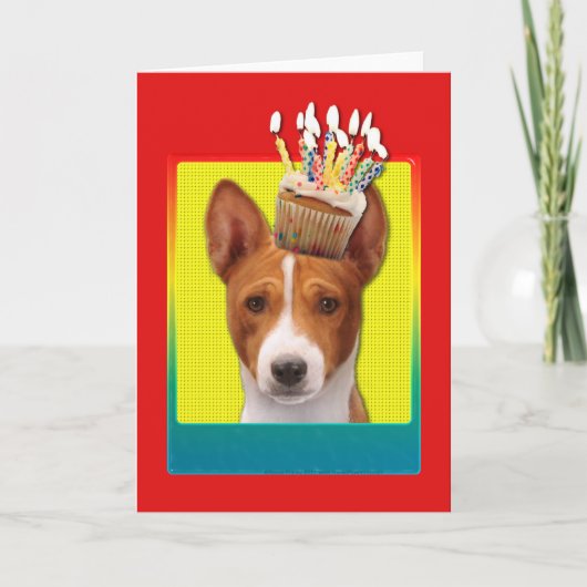 招待状カップケーキ – Basenji 招待状 (正面)
