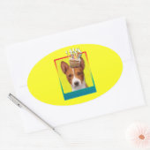 招待状カップケーキ – Basenji 楕円形シール (封筒)