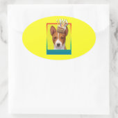 招待状カップケーキ – Basenji 楕円形シール (バッグ)