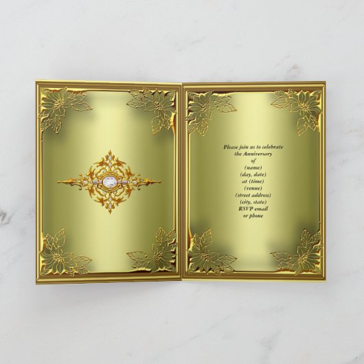 招待状カードエリートアボカドグリーンエレガント金ゴールド 招待状 (内部)