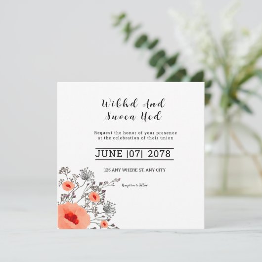 招待状カード – スクウェア結婚ズカードデザイン 招待状 (スタンド正面)