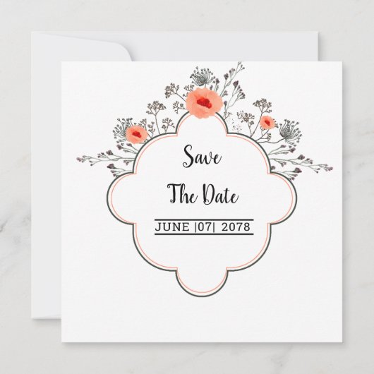 招待状カード – スクウェア結婚ズカードデザイン 招待状 (裏面)