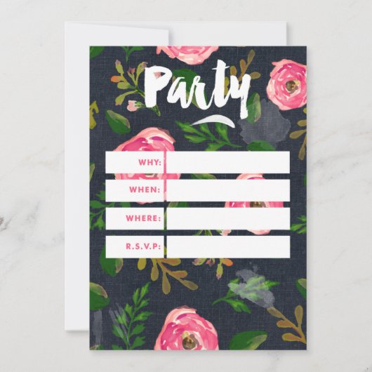 招待状カード-デニムのフルーア--を記入して下さい 招待状 (正面)