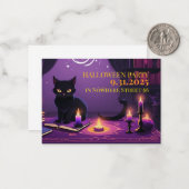 招待状カード(ハロウィーン猫イラストレーション) ノートカード (正面/裏面インサイチュ)