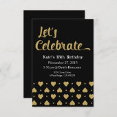 招待状カード、金ゴールドのグリッターを祝おう 招待状 (正面/裏面)