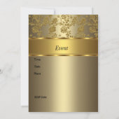 招待状クエレガントラス金ゴールドブロンズフローラ 招待状 (裏面)