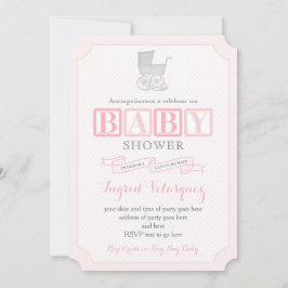 招待状クラシックのPram Girl Baby Shower スペインの 招待状