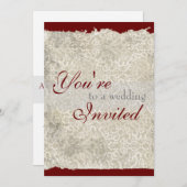 招待状クラシックダマスコウェディング赤 招待状 (正面/裏面)