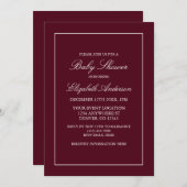 招待状クラシックミニマリストブルゴーニュベイビーシャワー 招待状 (正面/裏面)