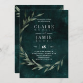 招待状クラシック- 'GREEN素朴' セーブザデート (正面/裏面)