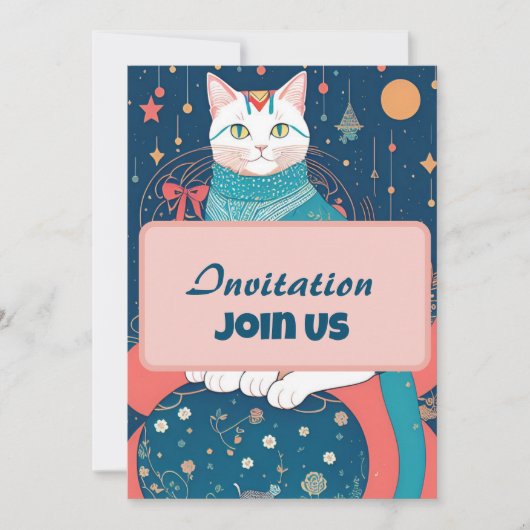 招待状クラシー猫子猫ヴォイスピンクカード シーズンカード (正面)