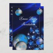 招待状クリスマスクリスマスパーティーブルーボールクリスマス 招待状 (正面/裏面)