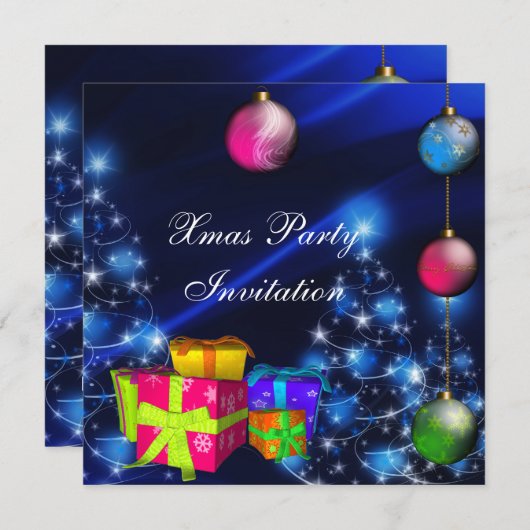 招待状クリスマスクリスマスパーティーボックス 招待状 (正面/裏面)