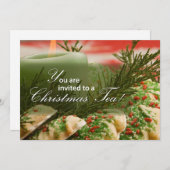 招待状クリスマスティーパーティー、クッキー、松ぬか 招待状 (正面/裏面)