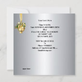 招待状クリスマスパーティー金ゴールドイエローグリーンボール 招待状 (裏面)