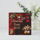 招待状クリスマスパーティー金ゴールドクリスマスレッドグリーン 招待状 (スタンド正面)