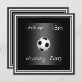 招待状サッカー18thバースデーパーティーシルバー 招待状 (正面/裏面)