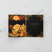 招待状サンキューカードエレガントブラック金ゴールドバラ サンキューカード (内部)
