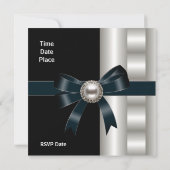 招待状シルクシルバークリームボウブラック 招待状 (裏面)