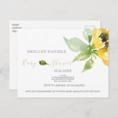 招待状シンプルひまわり赤ちゃんシャワー 案内ポストカード (正面/裏面)