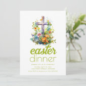 招待状シンプルイースターディナーテンプレートとクロス 招待状 (スタンド正面)