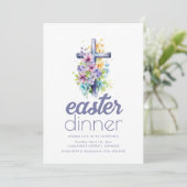 招待状シンプルイースターディナーテンプレートとクロス 招待状 (スタンド正面)