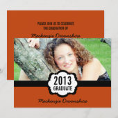 招待状シンプルシック卒業オレンジ 招待状 (正面/裏面)