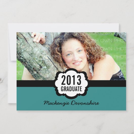 招待状シンプルシック卒業ティール（緑がかった色） 招待状 (正面)