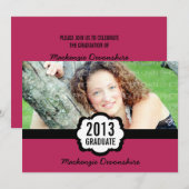 招待状シンプルシック卒業明るい赤紫色 招待状 (正面/裏面)