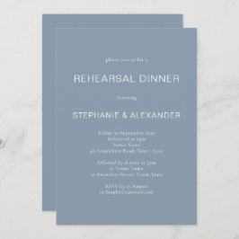 招待状シンプルダスティブルーリハーサルディナー 招待状