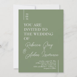 招待状シンプルミニマリストセージグリーンホワイト 招待状