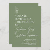 招待状シンプルミニマリストセージグリーンホワイト 招待状 (正面/裏面)