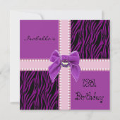 招待状スウィート13誕生日パープルピンク 招待状 (正面)