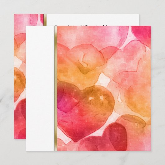 招待状スクエアウォーターのカラーハート 招待状 (正面/裏面)