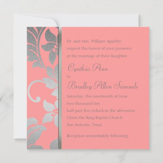 招待状スクエアシルバーダマスク 招待状 (裏面)