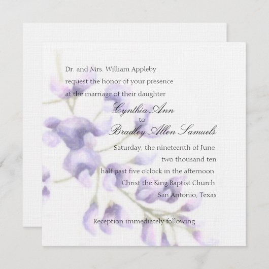 招待状スクエアパープルウィステリア 招待状 (正面/裏面)