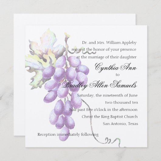 招待状スクエアパープルバンオブブドウ 招待状 (正面/裏面)