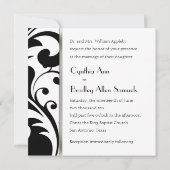 招待状スクエアブラックアンドホワイトダマスク 招待状 (裏面)
