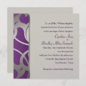 招待状スクエアプラムフェイクシルバーデコデザイン 招待状 (正面/裏面)