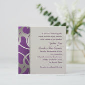 招待状スクエアプラムフェイクシルバーデコデザイン 招待状 (スタンド正面)