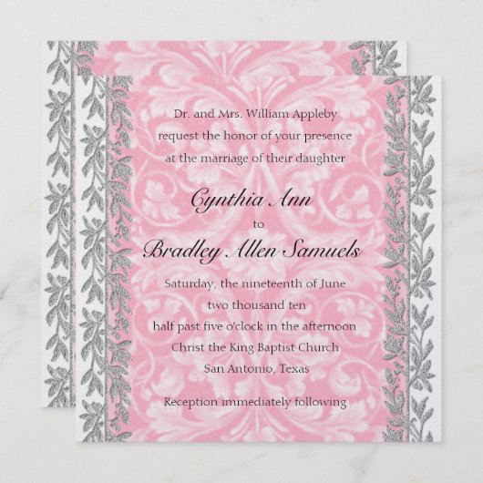 招待状スクエアルネッサンスとシルバー縁ど 招待状 (正面/裏面)