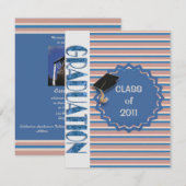 招待状ストライプブック卒業 招待状 (正面/裏面)