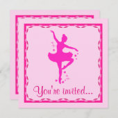 招待状ダンスリサイタル：バレリーナ（ピンク） 招待状 (正面/裏面)
