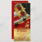 「招待状チケットスタイル」、「誕生日女性任意年齢」 招待状 (正面/裏面)