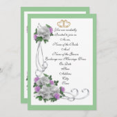 招待状テンプレートエレガント白バラ 招待状 (正面/裏面)